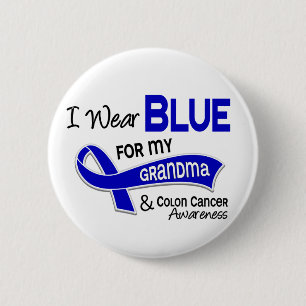 Badge Rond 5 Cm Je porte le bleu pour mon cancer du colon de la