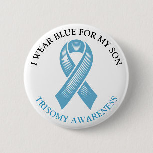 Badge Rond 5 Cm Je porte le bleu pour mon fils   Sensibilisation à