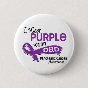 Badge Rond 5 Cm Je porte le Cancer pancréatique de papa du pourpr