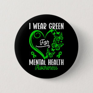 Badge Rond 5 Cm Je Porte Le Papillon Vert Pour La Sensibilisation 