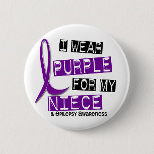 Badge Rond 5 Cm Je porte le pourpre pour ma épilepsie de la nièc