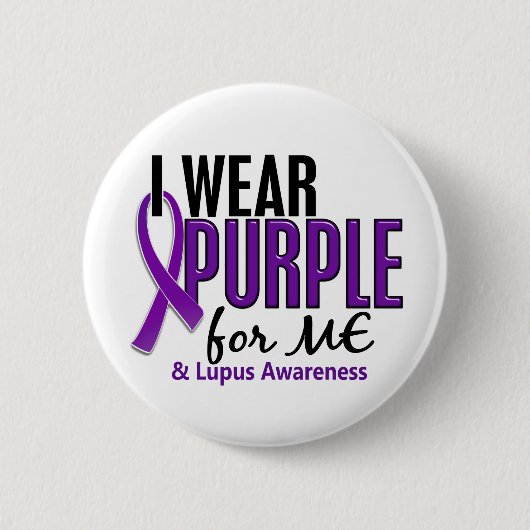 Badge Rond 5 Cm Je porte le pourpre pour MOI 10 lupus (Devant)