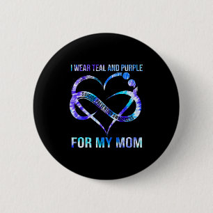 Badge Rond 5 Cm Je Porte Le Purple Turquoise Pour Maman Prévention