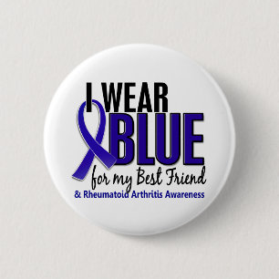 Badge Rond 5 Cm Je porte le RA bleu de rhumatisme articulaire du