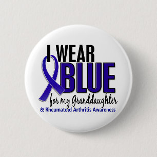 Badge Rond 5 Cm Je porte le rhumatisme articulaire bleu de la