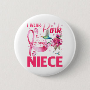 Badge Rond 5 Cm Je Porte Le Rose En Mémoire De Ma Nièce