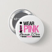 Badge Rond 5 Cm Je Porte Le Rose Parce Que Je M'En Soucie (Devant & derrière)