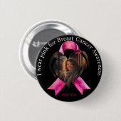 Badge Rond 5 Cm Je porte le rose pour la photo de sensibilisation (Devant & derrière)