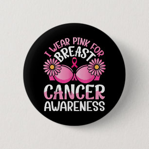 Badge Rond 5 Cm Je Porte Le Rose Pour Le Cancer Du Sein Guerrier S