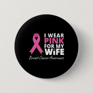 Badge Rond 5 Cm Je Porte Le Rose Pour Ma Femme Ribbon Famille Amou