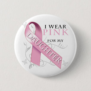 Badge Rond 5 Cm Je porte le rose pour ma fille