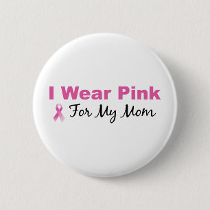 Badge Rond 5 Cm Je porte le rose pour ma maman