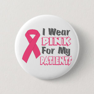 Badge Rond 5 Cm Je porte le rose pour mes patients (version B)