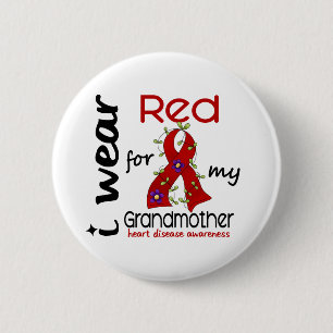 Badge Rond 5 Cm Je porte le rouge pour ma maladie cardiaque de la