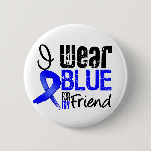 Badge Rond 5 Cm Je porte le ruban bleu pour mon ami - cancer du