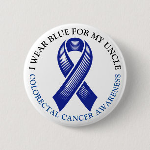 Badge Rond 5 Cm Je porte le ruban bleu pour mon oncle cancer color
