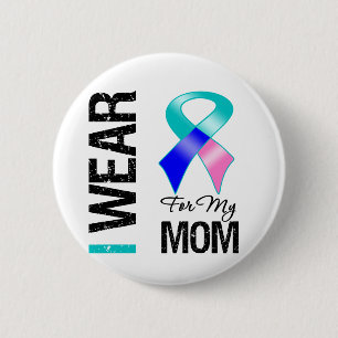 Badge Rond 5 Cm Je Porte Le Ruban Thyroïde Cancer Pour Ma Maman