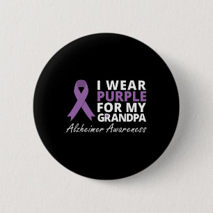 Badge Rond 5 Cm Je Porte le Ruban Violet pour Mon Grand-Père Ruban