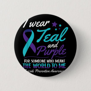 Badge Rond 5 Cm Je porte le sarcelle et le violet Suicide Awarenes