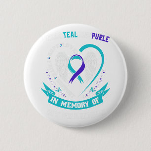 Badge Rond 5 Cm Je Porte Le Turquoise Et Le Violet Pour Le Suicide