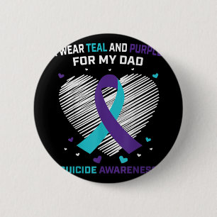 Badge Rond 5 Cm Je Porte Le Turquoise Et Le Violet Pour Papa Sensi