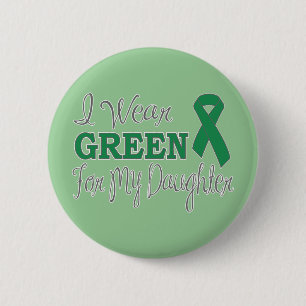 Badge Rond 5 Cm Je porte le vert pour ma fille (le ruban vert)