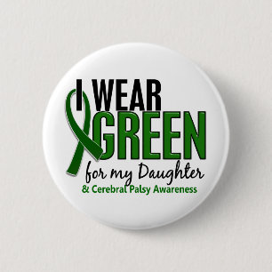 Badge Rond 5 Cm Je porte le vert pour ma infirmité motrice