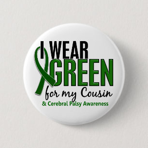 Badge Rond 5 Cm Je porte le vert pour ma infirmité motrice