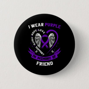 Badge Rond 5 Cm Je porte le violet en mémoire de mon ami Pancreati