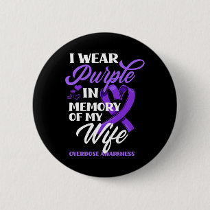 Badge Rond 5 Cm Je Porte Le Violet En Mémoire De Mon Épouse Surdos