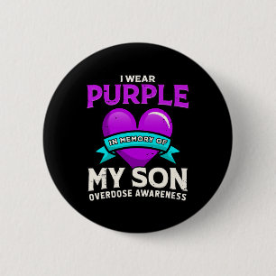 Badge Rond 5 Cm Je Porte Le Violet En Mémoire De Mon Fils - Surdos