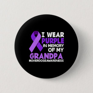 Badge Rond 5 Cm Je Porte Le Violet En Mémoire De Mon Grand-Père, L