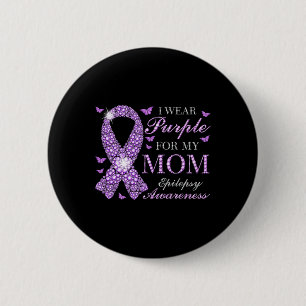 Badge Rond 5 Cm Je Porte Le Violet Pour Ma Mère Conscience De L'Ép