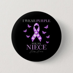 Badge Rond 5 Cm Je Porte Le Violet Pour Ma Nièce Epilepsie Sensibi