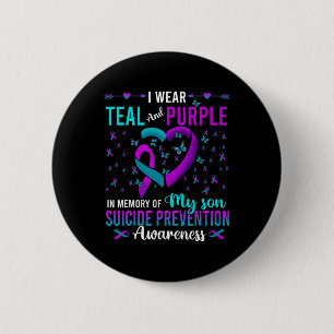 Badge Rond 5 Cm Je Porte Le Violet Turquoise Pour Mon Fils Prévent