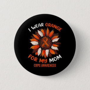 Badge Rond 5 Cm Je Porte L'Orange Pour Ma Mère Crps Mois De Sensib
