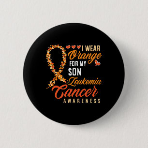 Badge Rond 5 Cm Je Porte L'Orange Pour Mon Fils Leucémie Cancer Se