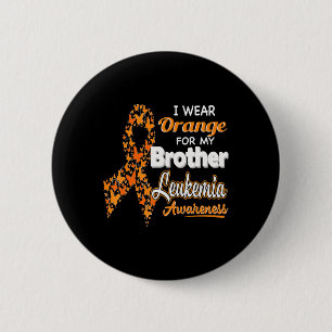Badge Rond 5 Cm Je porte l'orange pour mon Frère Leucémie Sensibil
