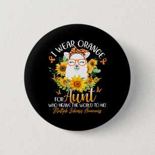 Badge Rond 5 Cm Je Porte Orange Pour Ma Tante Ms Awareness Llama S
