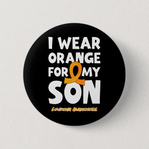 Badge Rond 5 Cm Je porte orange pour mon fils leucémie cancer du s