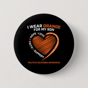 Badge Rond 5 Cm Je Porte Orange Pour Mon Fils Sclérose En Plaques