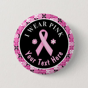 Badge Rond 5 Cm Je Porte Pink Breast Cancer Sensibilisation Bouton