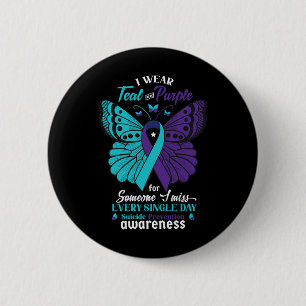 Badge Rond 5 Cm Je Porte Suicide Turquoise Et Violet Sensibilisati
