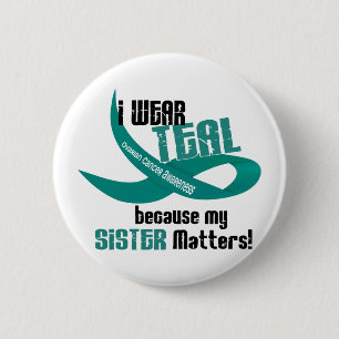 Badge Rond 5 Cm Je porte Teal pour mon tee - shirt de CANCER