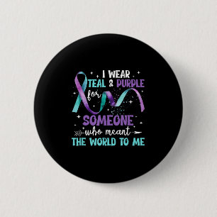 Badge Rond 5 Cm Je Porte Turquoise & ; Purple Pour Quelqu'Un Qu