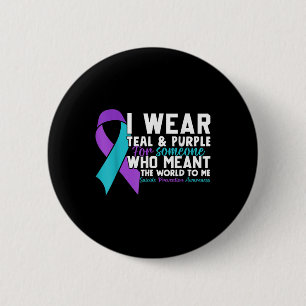 Badge Rond 5 Cm Je Porte Turquoise &amp ; Purple Pour Quelqu'Un Qu