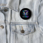 Badge Rond 5 Cm Je Porte Turquoise & ; Violet Pour Mon Oncle (En situation)
