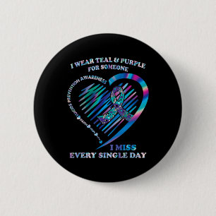 Badge Rond 5 Cm Je porte Turquoise et pourpre Prévention du suicid
