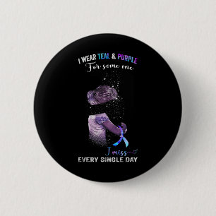 Badge Rond 5 Cm Je Porte Turquoise Et Violet Pour La Prévention Du