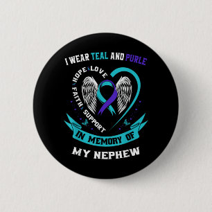 Badge Rond 5 Cm Je Porte Turquoise Et Violet Pour Ma Connaissance 